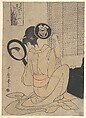 Takashima Ohisa Using Two Mirrors to Observe Her Coiffure, Kitagawa Utamaro Japanese, Woodblock print; ink and color on paper, Japan