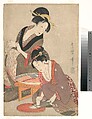 Women Preparing Sashimi, Kitagawa Utamaro Japanese, Woodblock print; ink and color on paper, Japan