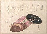 Tsuba (Sword Guard) and Bags, Kubo Shunman  Japanese, Woodblock print (surimono); ink and color on paper, Japan