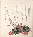 Letter-Box and Plum Blossoms, Kubo Shunman  Japanese, Woodblock print (surimono); ink and color on paper, Japan