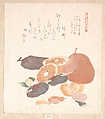 Oranges and Dried Persimmons, Kubo Shunman  Japanese, Woodblock print (surimono); ink and color on paper, Japan