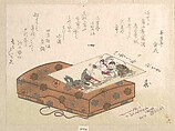 Surimono and a Box, Ryūryūkyo Shinsai Japanese, Woodblock print (surimono); ink and color on paper, Japan