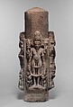 Linga (Phallic Emblem) with Four Standing Deities, Sandstone, India (Rajasthan)