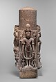 Linga (Phallic Emblem) with Four Standing Deities, Sandstone, India (Rajasthan)