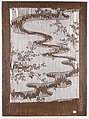 Stencil for Textile with Pattern of Bush Clover and Meandering Stream, Paper reinforced with silk, Japan