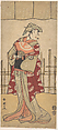 The Third Segawa Kikunojo as a Woman Standing, Holding a Fan, Katsukawa Shun'ei 勝川春英  Japanese, Woodblock print; ink and color on paper, Japan