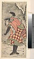 Unidentified Actor as a Kyokaku Standing at the Foot of a Cliff in a Snow Storm, Katsukawa Shun'ei 勝川春英 Japanese, Woodblock print; ink and color on paper, Japan
