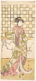 An Actor of the Iwai Clan as a Woman, Katsukawa Shun'ei 勝川春英 Japanese, Woodblock print; ink and color on paper, Japan