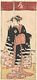 The Actor Ichikawa Monosuke II in an Unidentified Female Role, Katsukawa Shun'ei 勝川春英  Japanese, Woodblock print; ink and color on paper, Japan