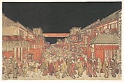 Sakaichō Fukiyachō Kaomise Yoshibai no Zu, Utagawa Toyoharu  Japanese, Woodblock print; ink and color on paper, Japan