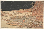 Battle of Ichi–no–tani, March 21, 1184, Utagawa Toyoharu  Japanese, Woodblock print; ink and color on paper, Japan