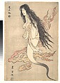 Onoe Matsusuke as the Ghost of the Murdered Wife Oiwa, in "A Tale of Horror from the Yotsuya Station on the Tokaido Road", Utagawa Toyokuni I  Japanese, Woodblock print; ink and color on paper, Japan