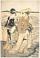 Three Young Ladies by the Seashore, Utagawa Toyokuni I  Japanese, Woodblock print; ink and color on paper, Japan