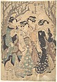 Four Women Passing a Group of Trees, Utagawa Toyokuni I  Japanese, Woodblock print; ink and color on paper, Japan