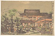 Tea–house; Scene entitled: "Viewing the Moon in mid–autumn", Utagawa Toyoharu  Japanese, Woodblock print; ink and color on paper, Japan