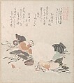 Various Shells with Sea Weeds, Kubo Shunman (?) Japanese, Woodblock print (surimono); ink and color on paper, Japan
