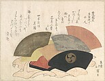 Fan-Box with Fans, Totoya Hokkei Japanese, Woodblock print (surimono); ink and color on paper, Japan