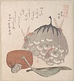 Hives with Wasps, and a Box with a Spoon for Honey, Kubo Shunman (?) Japanese, Woodblock print (surimono); ink and color on paper, Japan