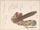 Telescope with Its Bag, Ryūryūkyo Shinsai  Japanese, Woodblock print (surimono); ink and color on paper, Japan
