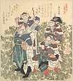 Five Great Soldiers of Shoku, Yashima Gakutei  Japanese, Woodblock print (surimono); ink and color on paper, Japan