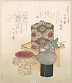 Wine-Set for the New Year Ceremony, Kubo Shunman (?) Japanese, Woodblock print (surimono); ink and color on paper, Japan