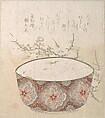Bowl with White-Baits and Plum Blossoms, Kubo Shunman Japanese, Woodblock print (surimono); ink and color on paper, Japan