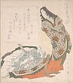 Princess Fujitsubo in Court Costume with a Fan, Yashima Gakutei  Japanese, Woodblock print (surimono); ink and color on paper, Japan