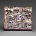 Small chest of drawers decorated with flowers, birds, and insects, Lacquer inlaid with mother-of-pearl, with incised design, Korea