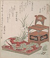 Cabinet for the Toilet and Bedclothes, Ryūryūkyo Shinsai  Japanese, Part of an album of woodblock prints (surimono); ink and color on paper, Japan