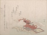 Toothpicks and Their Cover, Ryūryūkyo Shinsai  Japanese, Part of an album of woodblock prints (surimono); ink and color on paper, Japan