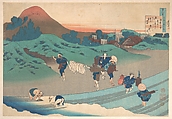 Poem by Jitō Tenno (Empress Jitō), from the series One Hundred Poems Explained by the Nurse (Hyakunin isshu uba ga etoki), Katsushika Hokusai Japanese, Woodblock print; ink and color on paper, Japan