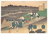 Poem by Fujiwara no Michinobu Ason, from the series One Hundred Poems Explained by the Nurse (Hyakunin isshu uba ga etoki), Katsushika Hokusai Japanese, Woodblock print; ink and color on paper, Japan