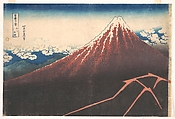 Storm below Mount Fuji (Sanka no haku u), from the series Thirty-six Views of Mount Fuji (Fugaku sanjūrokkei), Katsushika Hokusai Japanese, Woodblock print; ink and color on paper, Japan