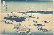 Tsukudajima in Musashi Province (Buyō Tsukudajima), from the series Thirty-six Views of Mount Fuji (Fugaku sanjūrokkei), Katsushika Hokusai Japanese, Woodblock print; ink and color on paper, Japan