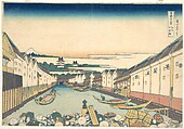 Nihonbashi in Edo (Edo Nihonbashi), from the series Thirty-six Views of Mount Fuji (Fugaku sanjūrokkei), Katsushika Hokusai  Japanese, Woodblock print; ink and color on paper, Japan