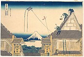Mitsui Shop at Surugachō in Edo (Edo Surugachō Mitsui mise ryaku zu), from the series Thirty-six Views of Mount Fuji (Fugaku sanjūrokkei), Katsushika Hokusai  Japanese, Woodblock print; ink and color on paper, Japan