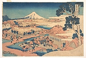 Fuji from the Katakura Tea Fields in Suruga (Sunshū Katakura chaen no Fuji), from the series Thirty-six Views of Mount Fuji (Fugaku sanjūrokkei), Katsushika Hokusai  Japanese, Woodblock print; ink and color on paper, Japan