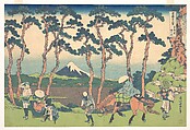 Hodogaya on the Tōkaidō (Tōkaidō Hodogaya), from the series Thirty-six Views of Mount Fuji (Fugaku sanjūrokkei), Katsushika Hokusai  Japanese, Woodblock print; ink and color on paper, Japan