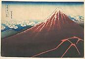 Storm below Mount Fuji (Sanka no haku u), from the series Thirty-six Views of Mount Fuji (Fugaku sanjūrokkei), Katsushika Hokusai  Japanese, Woodblock print; ink and color on paper, Japan