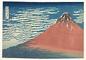 South Wind, Clear Sky (Gaifū kaisei), also known as Red Fuji, from the series Thirty-six Views of Mount Fuji (Fugaku sanjūrokkei), Katsushika Hokusai  Japanese, Woodblock print; ink and color on paper, Japan