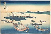 Tsukudajima in Musashi Province (Buyō Tsukudajima), from the series Thirty-six Views of Mount Fuji (Fugaku sanjūrokkei), Katsushika Hokusai  Japanese, Woodblock print; ink and color on paper, Japan
