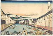 Nihonbashi in Edo (Edo Nihonbashi), from the series Thirty-six Views of Mount Fuji (Fugaku sanjūrokkei), Katsushika Hokusai  Japanese, Woodblock print; ink and color on paper, Japan