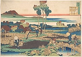 Poem by Tenchi Tennō, from the series One Hundred Poems Explained by the Nurse (Hyakunin isshu uba ga etoki), Katsushika Hokusai  Japanese, Woodblock print; ink and color on paper, Japan