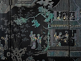 Women in a Palace, Black lacquer with mother-of-pearl and gold-foil inlay, China