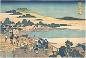 Fukui Bridge in Echizen Province (Echizen Fukui no hashi), from the series Remarkable Views of Bridges in Various Provinces (Shokoku meikyō kiran), Katsushika Hokusai  Japanese, Woodblock print; ink and color on paper, Japan