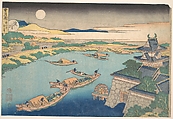 Moonlight on the Yodo River (Yodogawa), from the series Snow, Moon, and Flowers (Setsugekka), Katsushika Hokusai  Japanese, Woodblock print; ink and color on paper, Japan