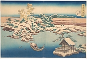 Snow on the Sumida River (Sumida), from the series, Snow, Moon, and Flowers (Setsugekka), Katsushika Hokusai Japanese, Woodblock print; ink and color on paper, Japan