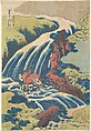 The Waterfall Where Yoshitsune Washed His Horse at Yoshino in Yamato Province (Washū Yoshino Yoshitsune uma arai no taki), from the series A Tour of Waterfalls in Various Provinces (Shokoku taki meguri), Katsushika Hokusai Japanese, Woodblock print; ink and color on paper, Japan