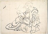 A Woman and Baby, Katsushika Hokusai Japanese, Monochrome woodblock print; ink on paper, Japan