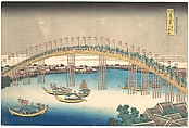 Tenman Bridge at Settsu Province (Sesshū  Tenmanbashi), from the series Remarkable Views of Bridges in Various Provinces (Shokoku meikyō kiran), Katsushika Hokusai  Japanese, Woodblock print; ink and color on paper, Japan
